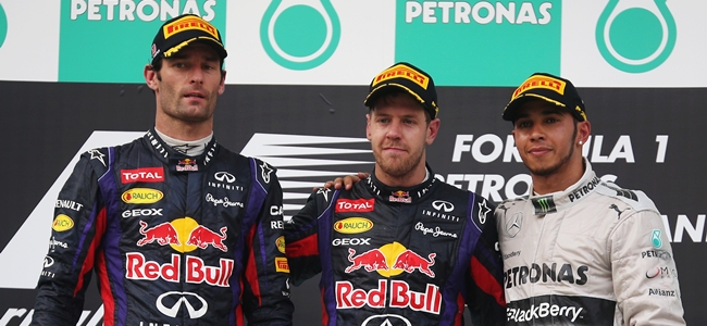 Vettel, Webber, Hamilton, Podio GP Malasia 2013
