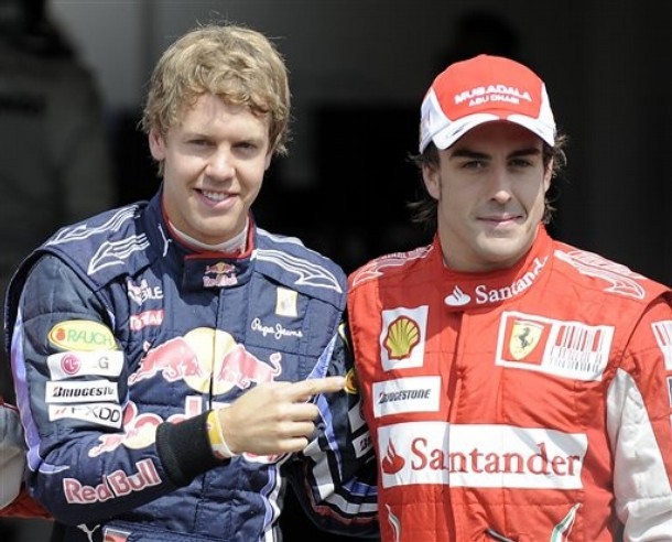 Sebastian Vettel y Fernando Alonso tras la calificación del GP de Alemania 2010