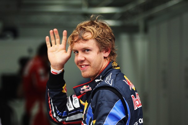 Sebastian Vettel tras lograr la pole position en Corea 2010