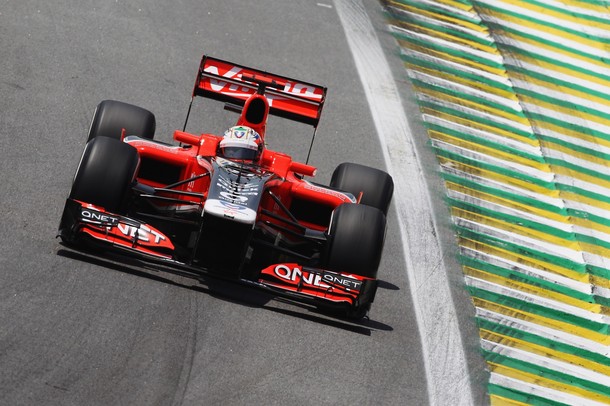 Timo Glock durante la calificación del GP de Brasil 2011