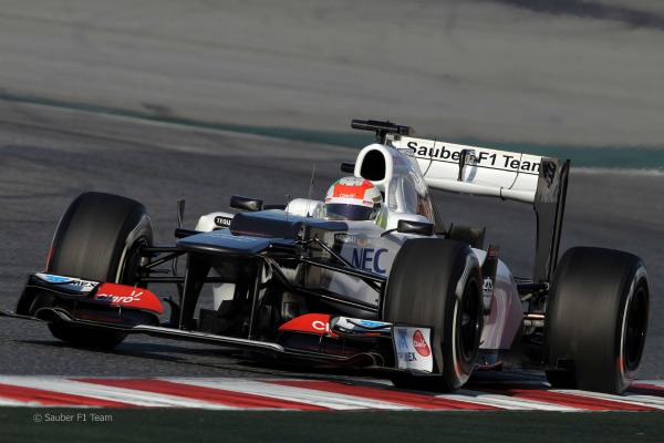 Sergio Perez en los tests de pretemporada 2012 en Montmeló