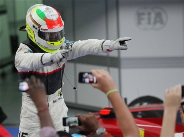 Sergio Perez tras lograr la segunda posición en el GP de Malasia 2012