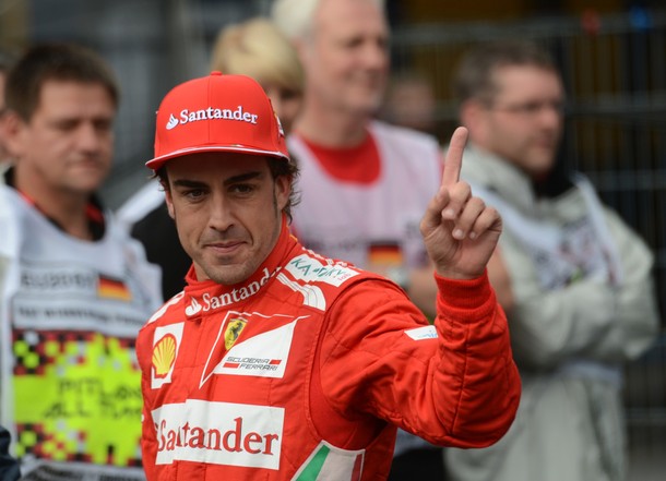 Fernando Alonso tras lograr la pole-position en el GP de Alemania 2012