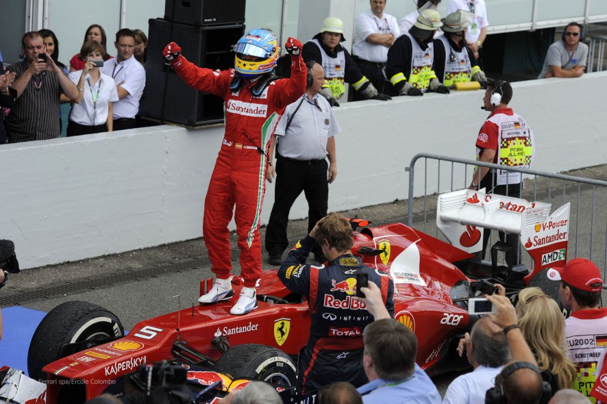 Fernando Alonso tras vencer en el GP de Alemania 2012