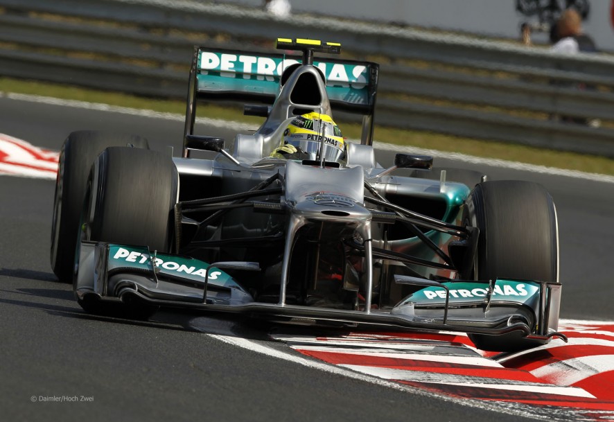 Nico Rosberg en los entrenamientos libres del GP de Hungría 2012