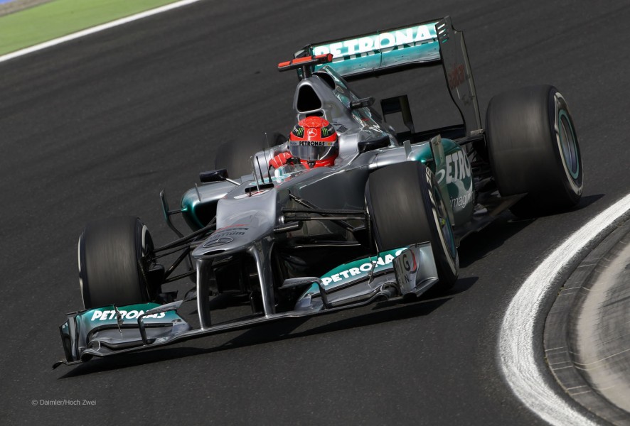 Michael Schumacher en la calificación del GP de Hungría 2012