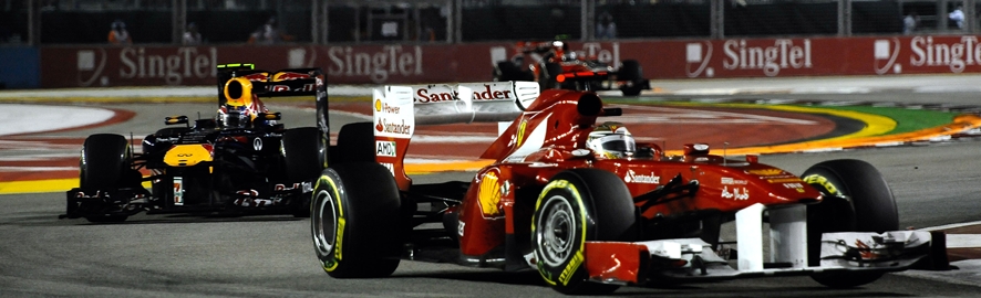 Alonso y Vettel en Singapur 2011