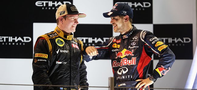 Vettel and Raikkonen Yas Marina podium 2012