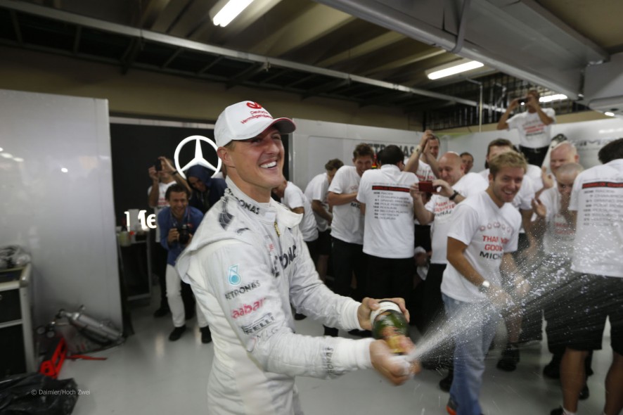 Michael Schumacher en su despedida de la F1 en Brasil 2012