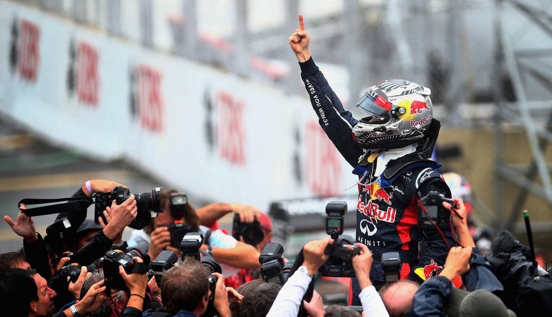 Sebastian Vettel tras ganar el Campeonato del Mundo de F1 2012