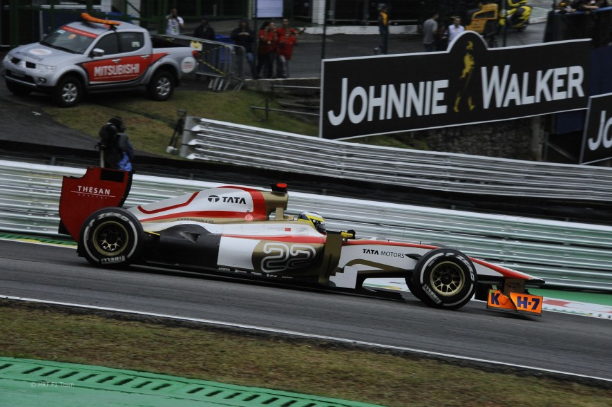 Pedro Martinez de la Rosa durante el GP de Brasil 2012, última carrera de HRT