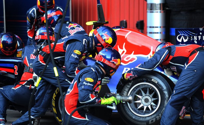 Cambio de neumáticos del equipo Red Bull