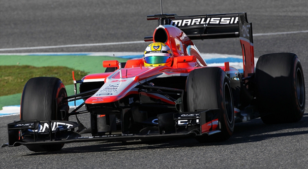 L. Razia con Marussia F1 Team. Test Jerez 2013
