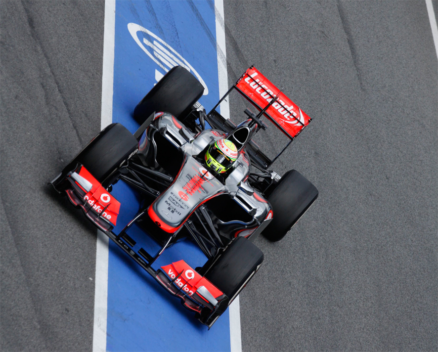 Perez en el primer día de test en Montmeló