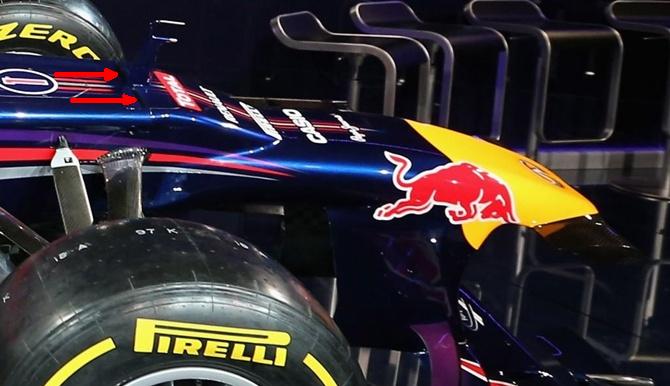 ranura sobre la nariz del Red Bull RB9