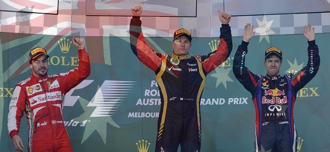 Alonso, Raikkonen, Vettel podium