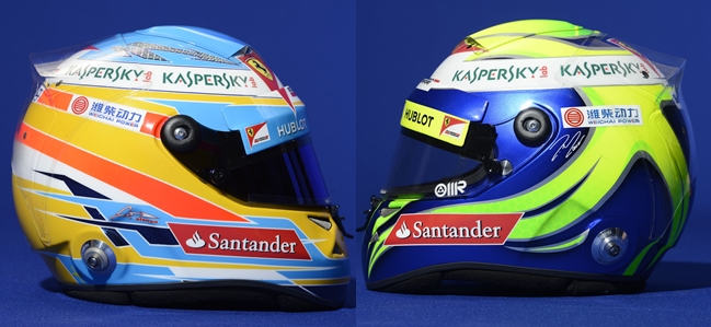 Alonso y Massa 2013 helmets
