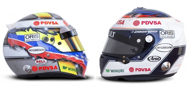 Maldonado y Bottas 2013 helmets