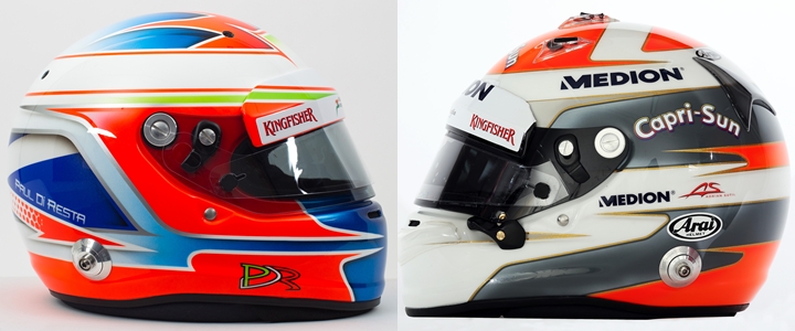 Sutil y Di Resta 2013 helmets
