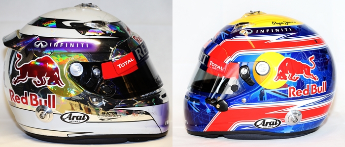 Vettel y Webber 2013 helmets