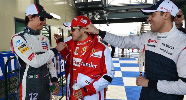 Esteban Gutiérrez, Felipe Massa y Pastor Maldonado