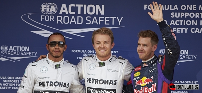 Rosberg, Hamilton, Vettel, Calificación España 2013 