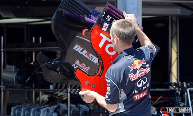 Alerón trasero del Red Bull RB9 en Mónaco 2013