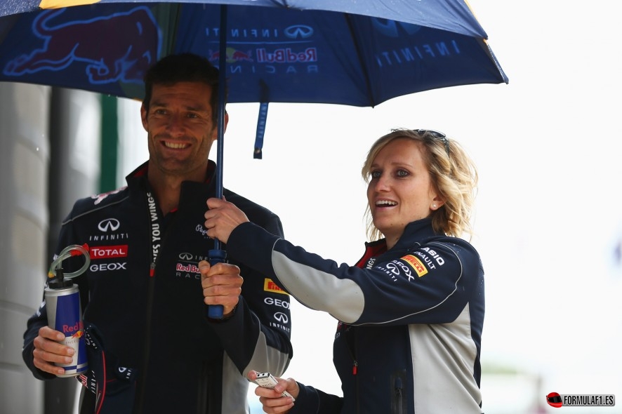 Mark Webber en su llegada a Silverstone 2013