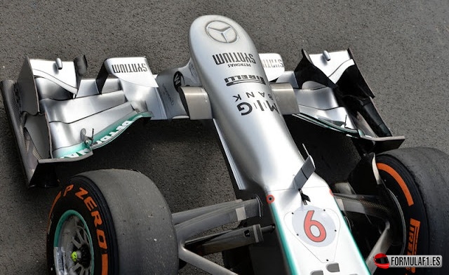 alerón delantero del Mercedes W04 en Silverstone 2013