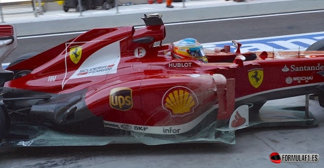 Pontones del Ferrari F138 en Abu Dabi 2013