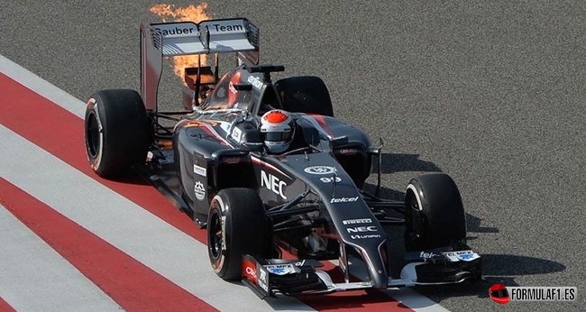 Adrian Sutil on fire, Sauber C33