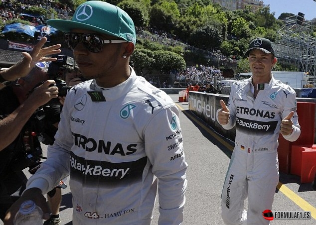 Lewis Hamilton y Nico rosberg en Mónaco 2014