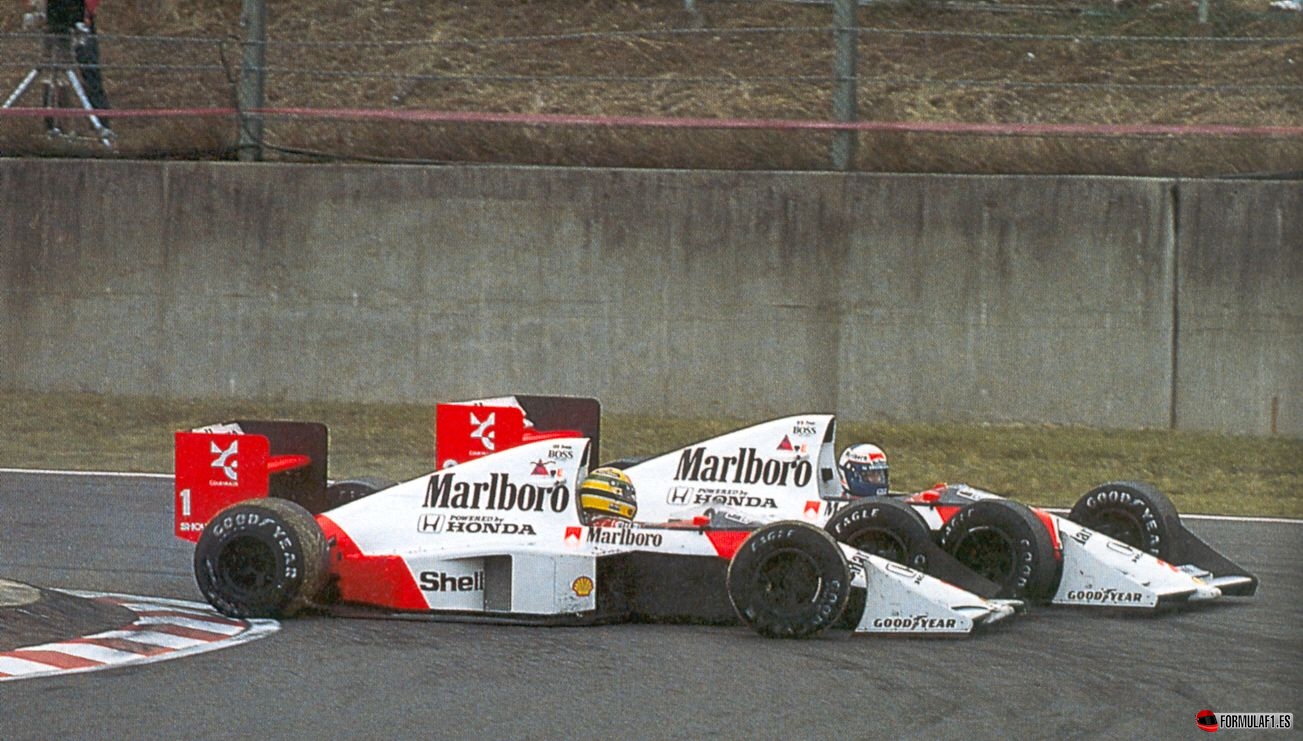Alain Prost y Ayrton Senna en Suzuka 1989
