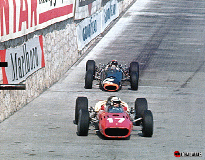 Jack Brabham in a beautiful power slide in Monaco