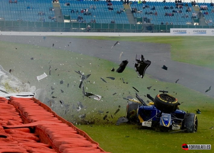 Accidente de Ericsson. Libres-3. GP Gran Bretaña 2016