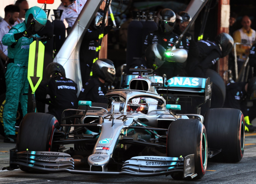 Pit Stop de Hamilton. GP España 2019