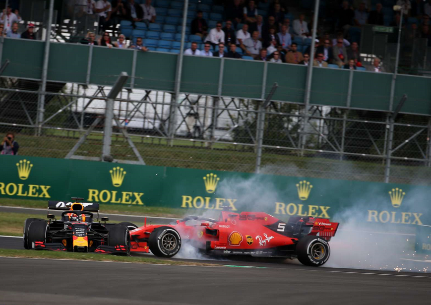 Choque Vettel y Verstappen. GP Gran Bretaña 2019