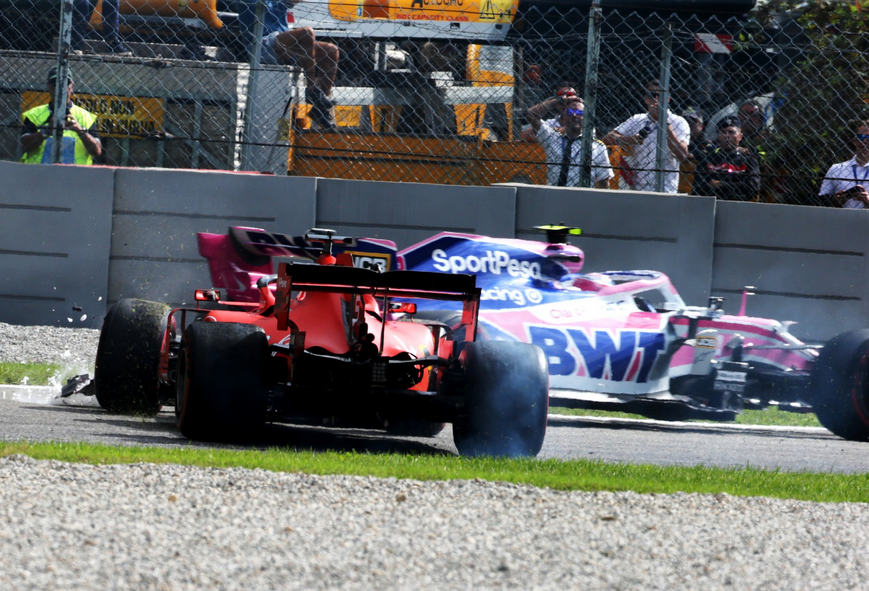 Incidente Vettel y Stroll. GP Italia 2019