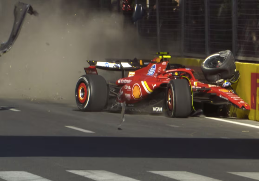 Accidente de Sainz y Pérez. GP Azerbaiyán 2024